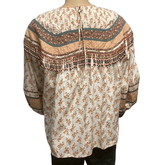 Ulla Johnson western bohemian, peasant floral print beads embellishment size 4 - Picture 2 of 8
